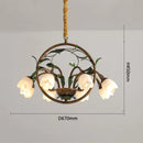 Axyaa Nordic Floral Chandelier: Green Leaf Glass Pendent Lamp