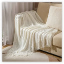 Axyaa Textile City Knitted Throw: Nordic Chunky Plaid Bedspread for Winter
