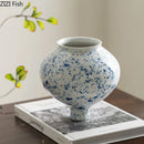 Axyaa Blue White Porcelain Vase: Elegant Table Decor Flowers Arrangement Aesthetic Classic