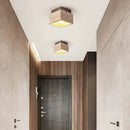 Axyaa Cave Travertine Ceiling Lamp with Walnut Wood Finish