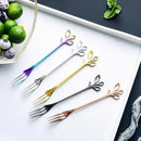 Axyaa Stainless Steel Leaf Fruit Fork Set
