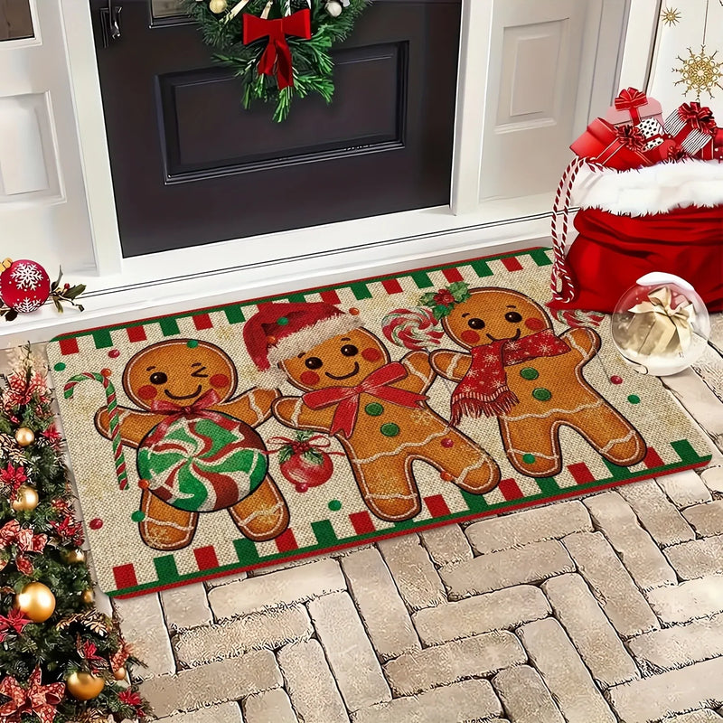 Axyaa Christmas Gingerbread Man Door Mat for Home Bathroom Kitchen