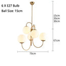 Axyaa White Glass Balls Chandelier Pendant Lamp for Living Dining Room