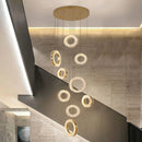 Axyaa Crystal Stair Chandelier: Modern LED Ceiling Light for Living Room