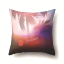 Axyaa Summer Coconut Tree Beach Sun Scene Pillow Cover 45x45cm
