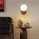 Axyaa Solid Wood LED Wall Lights Glass Sconces with Switch - Retro Bedroom Bedside Lamps