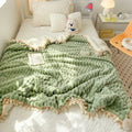 Axyaa Milk Fleece Fringed Blanket Large Lamb Fleece Craft Blanket Cover