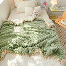 Axyaa Milk Fleece Fringed Blanket Large Lamb Fleece Craft Blanket Cover