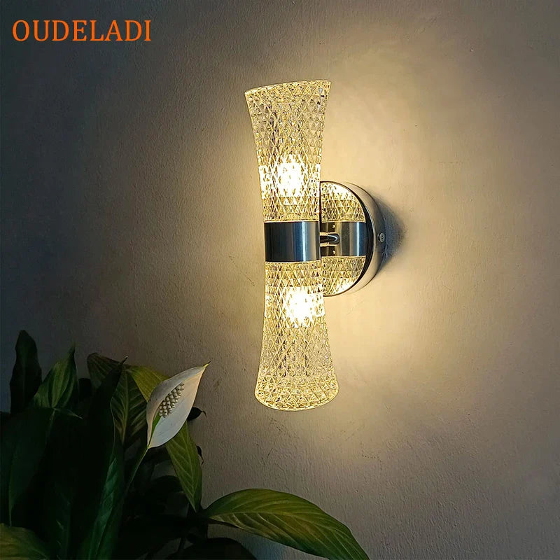 Axya Silver Pipe LED Wall Lamp with Acrylic Lampshade for Home Living Room Decor