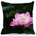 Pink White Lotus Pattern Square Cushion Cover 45X45CM by Axyaa