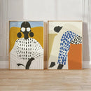 African Woman Art Print Set, Modern Geometric Painting, Medieval Style Poster by Axyaa