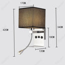 Axyaa LED Fabric Lampshade Wall Light with USB Charging Port & Adjustable Angle