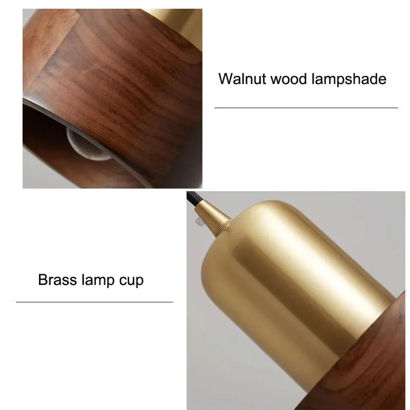 Axyaa Walnut Wood Nordic Wall Lamp for Modern Bedroom & Living Room