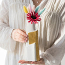 Axyaa Geometric Gold Stripes Ceramic Flower Vase - Room Decoration & Hydroponics
