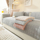Axyaa Flannel Sofa Cover Slipcover 1/2/3 Seat Non-Slip Pet Solid Color Thicken Armrest Towel