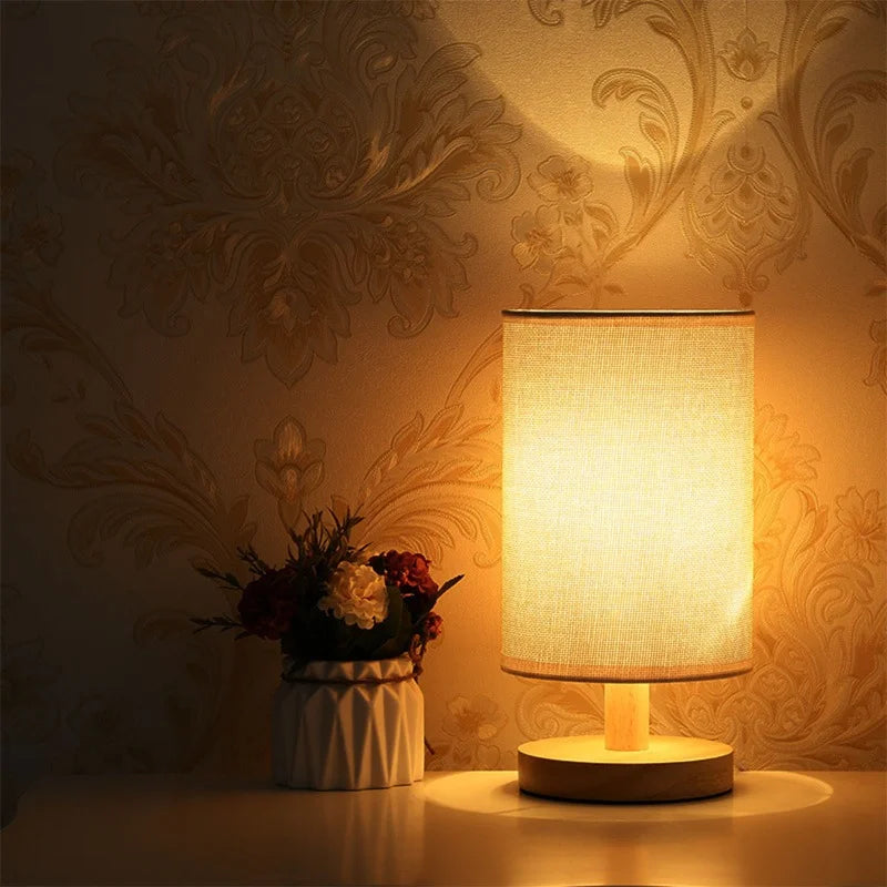 USB Bedside Table Lamp Cylinder Shade LED Night Light for Home Decor by Axya