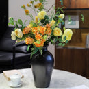 Axyaa Black Ceramic Vase & Flower Arrangement for High-End Chinese Living Room Décor