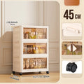 Axyaa 45cm Foldable Plastic Storage Box with Wheels, Multi-Layer Cabinet Organizer