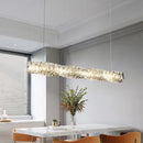 Axyaa Luxury Crystal LED Pendant Lamp - Silver Chandelier Lighting for Living & Dining Room