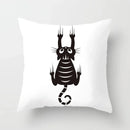 Axyaa Decorative Pillow Cover 45x45cm Polyester Square Black Cat Skull Design