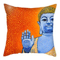 Axyaa Buddha Statue Polyester Cushion Cover for Home Sofa Decor