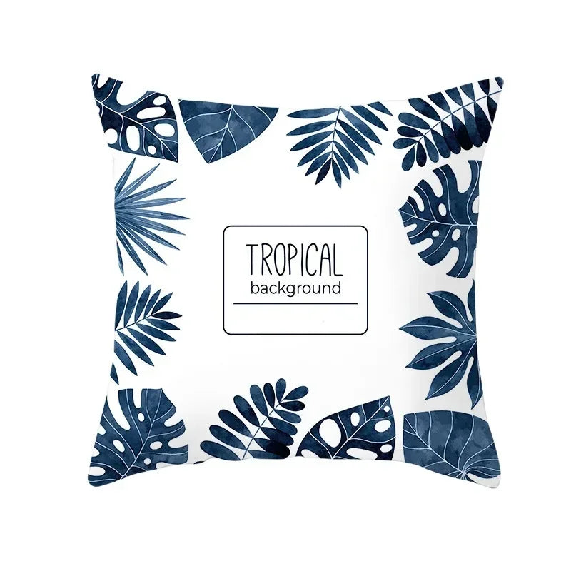 Flamingo Flower Rainforest Cushion Cover with Tropical Plant Animal Pattern by Axyaa
