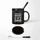 Axyaa World's Best Cat Dad Mug 11oz Black Ceramic Funny Tea Cup