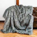 Axyaa Luxury Faux Fur Plaid Throw Blanket for Sofa and Bed