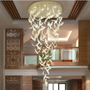Axyaa Clear Crystal Feather Chandelier for Staircase, Salon, Lobby - LED Pendant Lamp