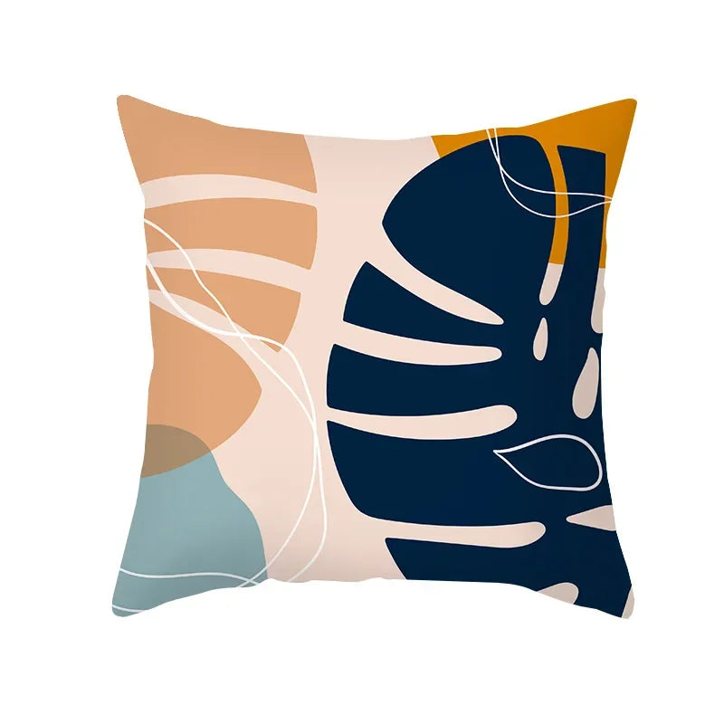 Axyaa Pink Blue Abstract Plants Floral Pillows Case - Modern Art Decor Sofa Couch