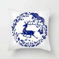 Axyaa Blue Geometric Floral Printed Pillow Case - Soft Cushion Cover
