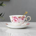 Axyaa Flower Tea Set with Porcelain Mug, Saucer, and Spoon