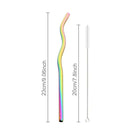 Axyaa Wave Line Stainless Steel Drinking Straws - 6Pcs Smoothie Juice Cocktail Straws