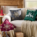 Axyaa Christmas Elk Embroidered Pillow Cover - Soft Short Plush Cushion