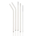 Axyaa Rose Steel Straw Set - Reusable Straws for Drinks & Cocktails