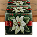 Axyaa Poinsettia Berry Snowflake Table Runner - Festive Home Decor for Dining and Parties