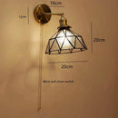Axyaa Green Glass Copper LED Wall Lamp Sconce Pull Chain Modern Nordic Wandlamp