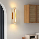 Axyaa Wood Canopy LED Wall Lights Yellow Travertine Modern Indoor Sconce