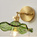 Axyaa Vintage Lotus Leaf Glass Wall Sconce with Adjustable Brass Socket