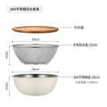 Axyaa Stainless Steel Strainer Colander Set with Bamboo Cover - Mixing Bowl with Scale