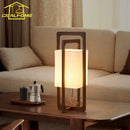 Axyaa Wabi-sabi Walnut Wood Zen Table Lamp LED E27 Fabric Shade Minimalist Desk Light