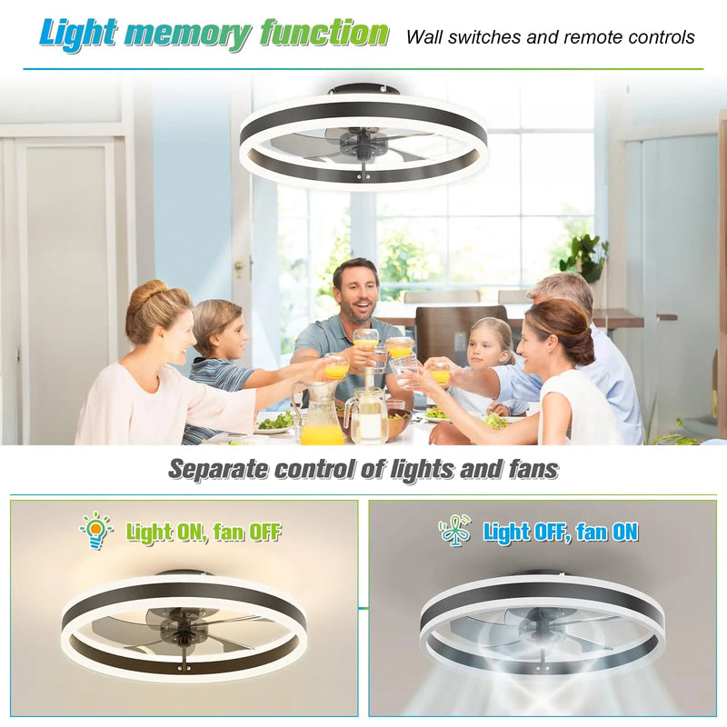 Axyaa 6-Speed Ceiling Fan with Adjustable Brightness LED Lighting