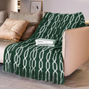 Axyaa Green Christmas Textured Knit Blanket with Tassel - Cozy & Lightweight