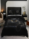 Axyaa 3D Black Cat Print Duvet Cover Set - Soft Fashion Bedding
