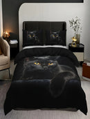 Axyaa 3D Black Cat Print Duvet Cover Set - Soft Fashion Bedding