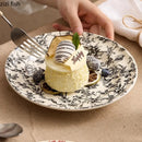 Axyaa Floral Pattern Ceramic Shallow Plate - Creative Tableware