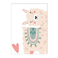 Axyaa Rainbow Alpaca Cactus Heart Wall Art Prints for Kids Room