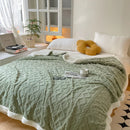 Axyaa Diamond Striped Plush Fleece Sofa Throw Blanket for Warmth & Comfort