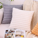 Axyaa Soft Striped Faux Rabbit Plush Cushion Covers for Stylish Home Decor.