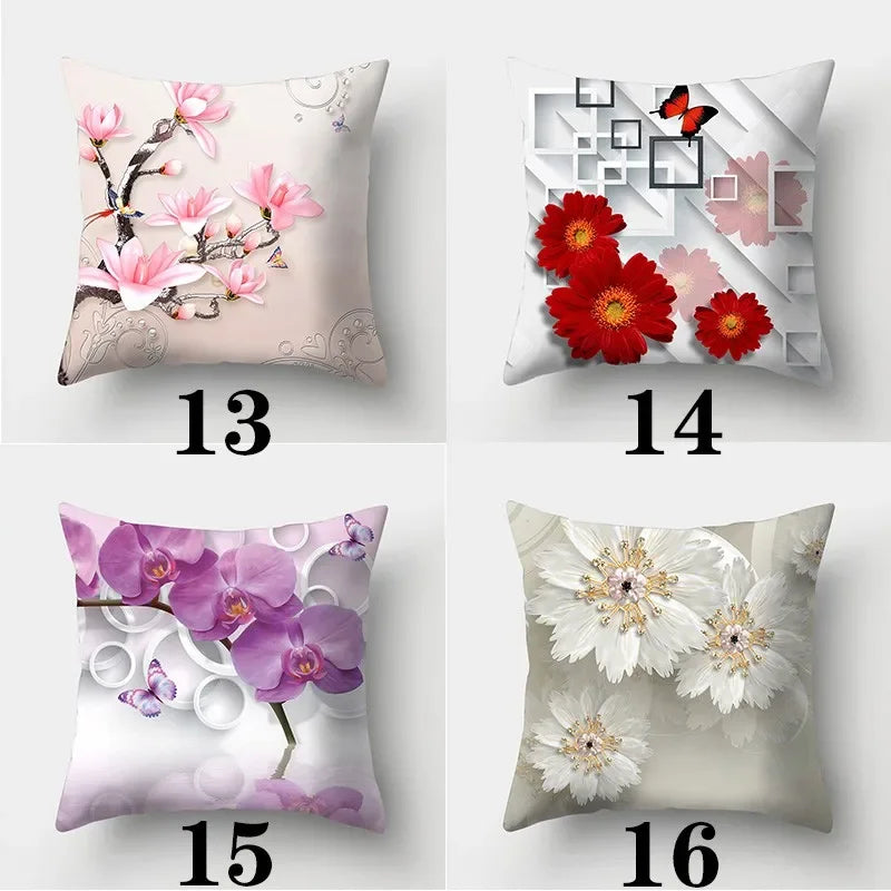 Axyaa Retro Flowers Pillowcase 45cmX45cm Square Sofa Cushion Cover